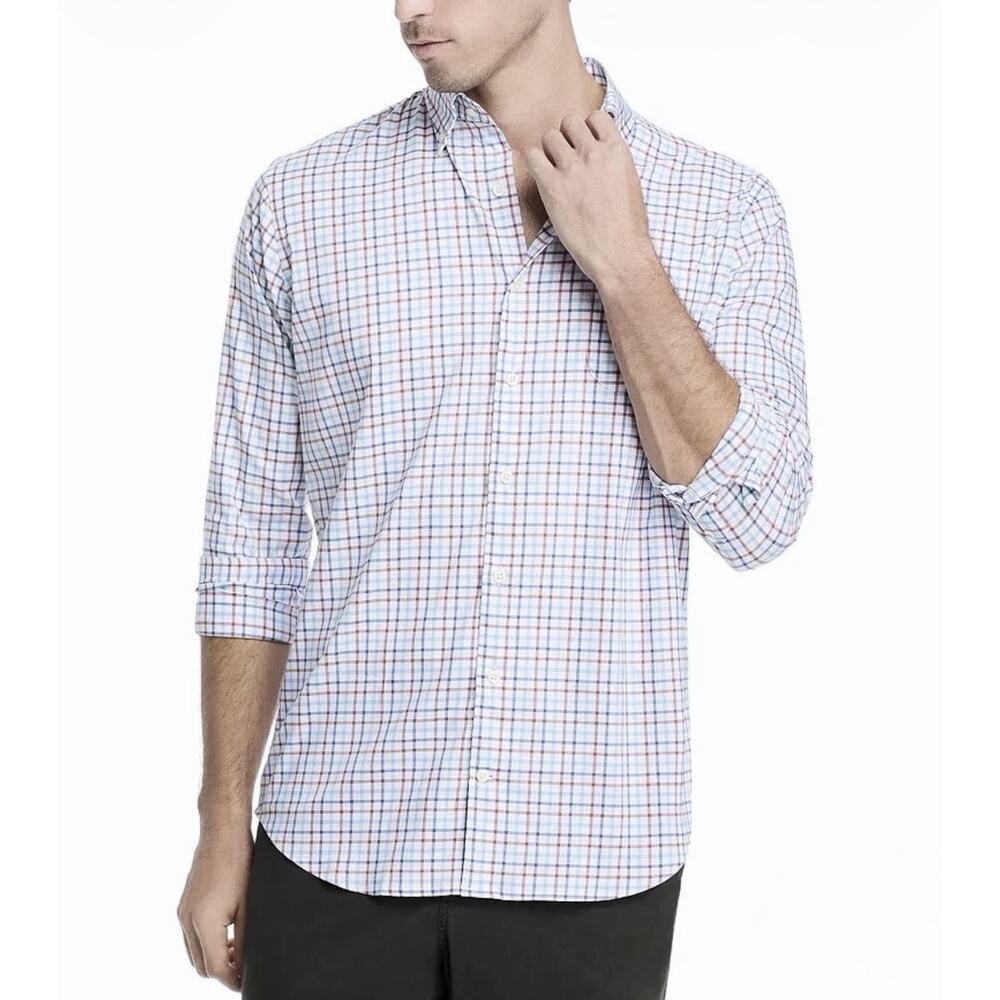 Peter Millar NWT Casual Button Down Shirt Size XL in White/Black/Blue/Red Check
